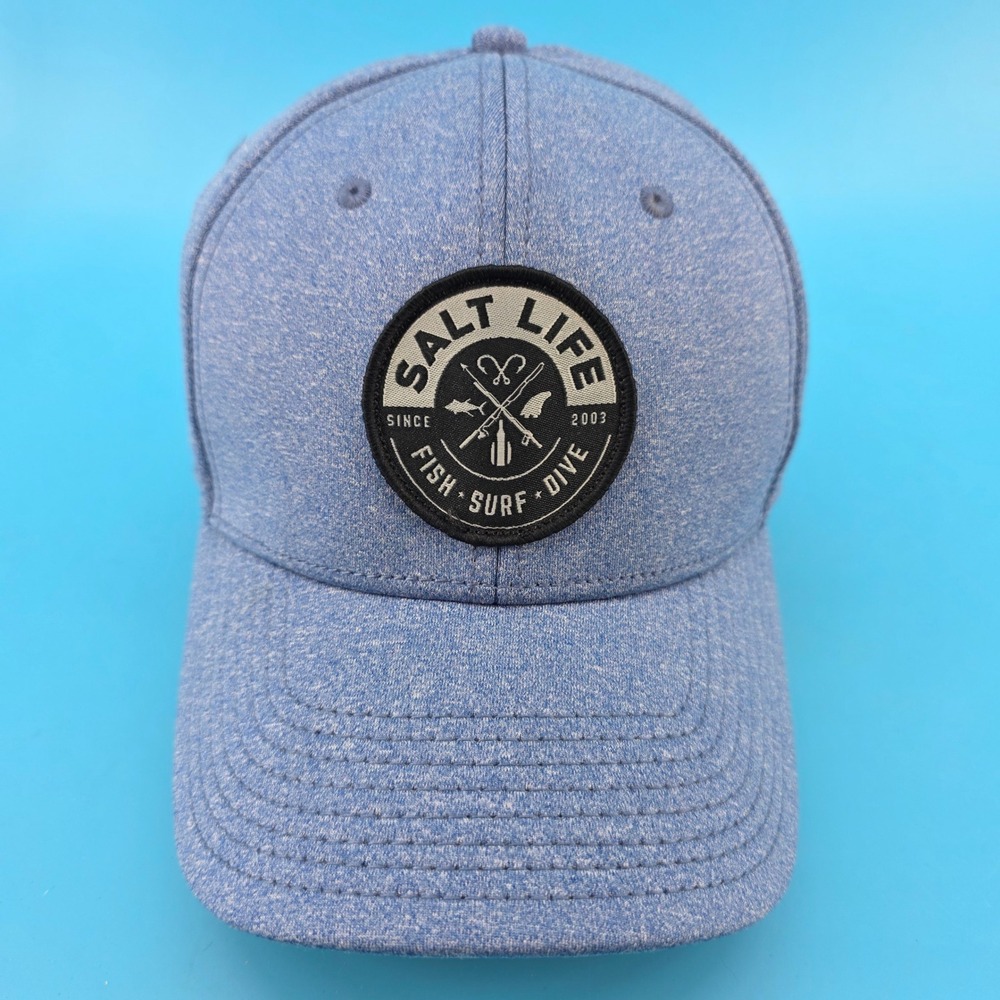 Salt Life UVapor Blue Heathered A-Flex Stretch Fit Fishing Hat One Size Fit Most